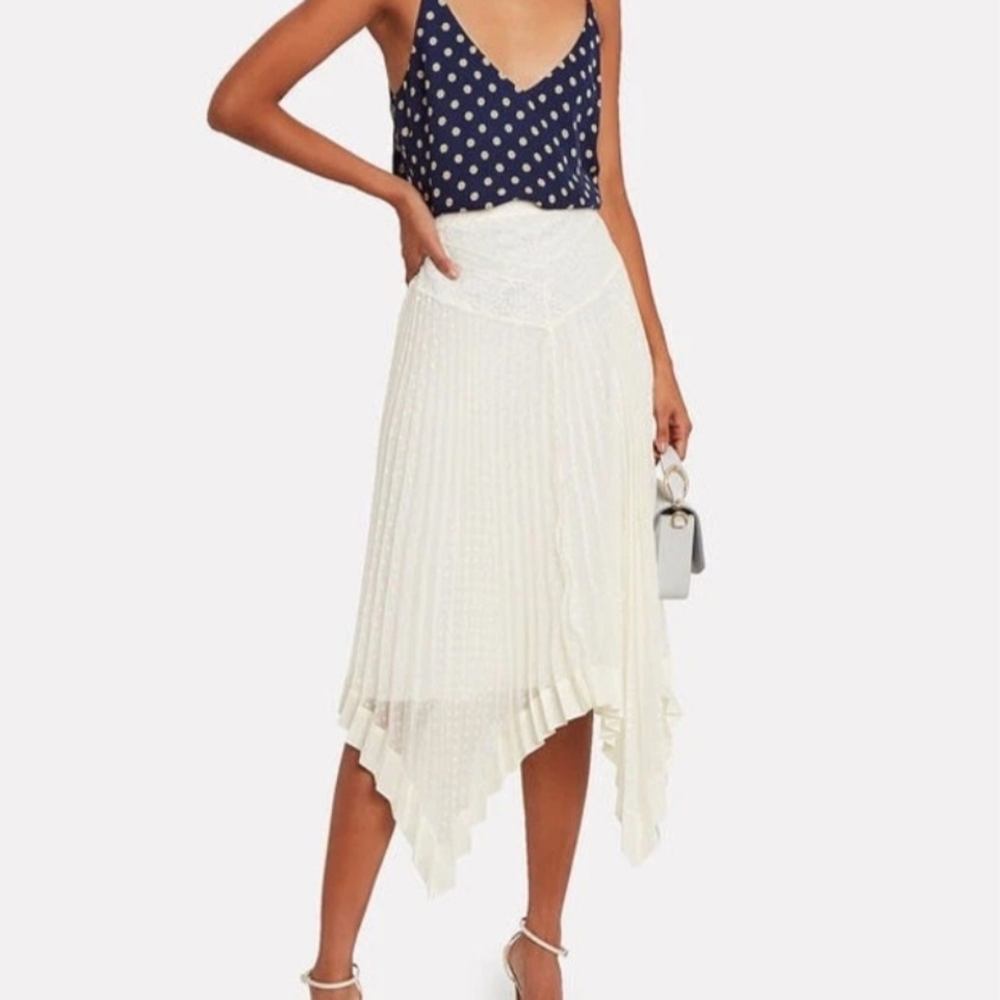 L'AGENCE Gabriella Printed Silk Tank Camisole Med Navy Blue Gold Sleeveless Top